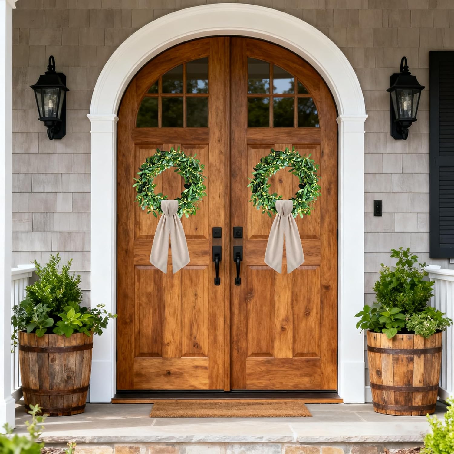 Regine Switzerland 2 Pack Burlap Wreath Sash - Blank Linen for Spring Garland & Holiday Decor