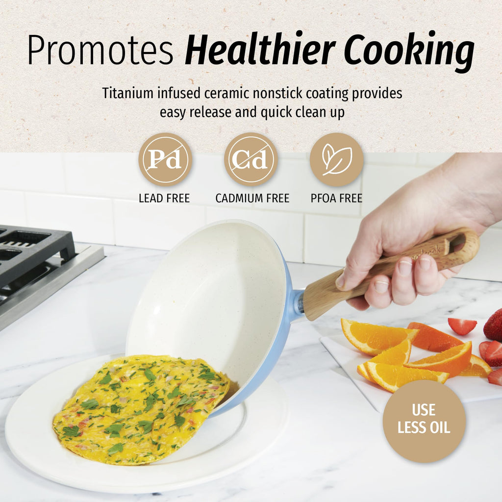 GoodCook Healthy Ceramic Titanium-Infused 2 Quart Saucepan with Lid, Light Blue – Induction Cookware, Nonstick Cooking Pan, Food Cooker for Soups, Sauces, Potatoes, Pasta, Rice