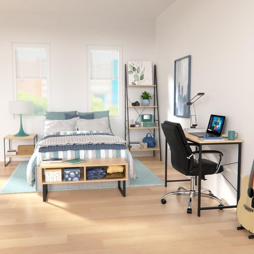 ClosetMaid 1311 Rectangular Wood Coffee Table with Storage Shelves, Natural