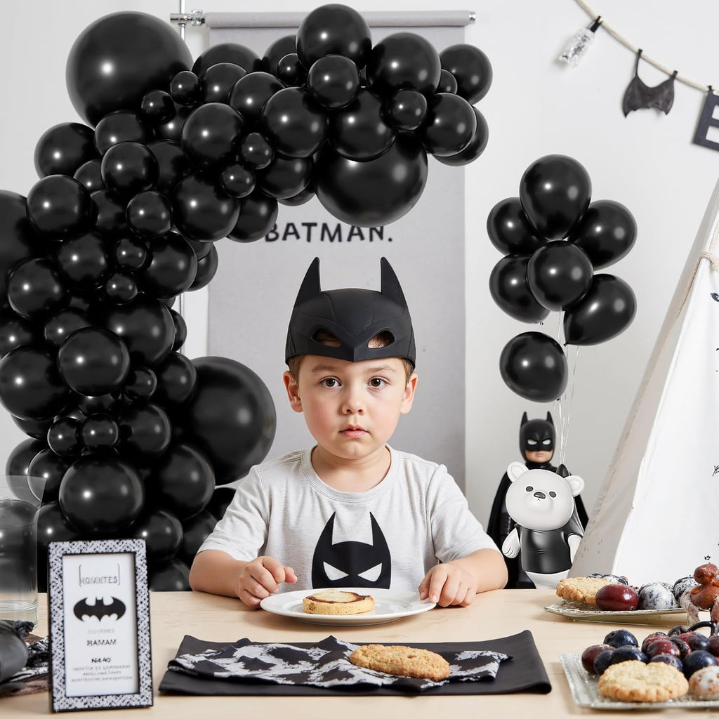 Ouddy Life Black Balloon Garland Kit - 164Pcs Matte Latex Balloons in Various Sizes for Parties & Events