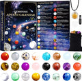 Hiawbon Gemstone Advent Calendar 2025 - 24-Day Crystal Calendar with Healing Rocks & Keychain Necklace