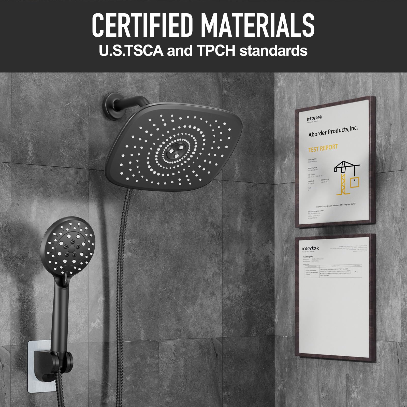 Veken Rain Shower Head with Handheld, High Pressure Rainfall Showerhead Combo with 5 Handheld Water Spray Modes for Bathroom Accessories, Home Decor, Detachable Dual Shower Heads, Matte Black, 10 Inch