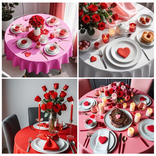 YEXEXINM 12 PCS Valentine's Day Plastic Tablecloth for Round Tables, 84 Inch Valentines Day Disposable Round Tablecloths, Pink Waterproof Table Covers for Valentines Day Wedding Anniversary Decor