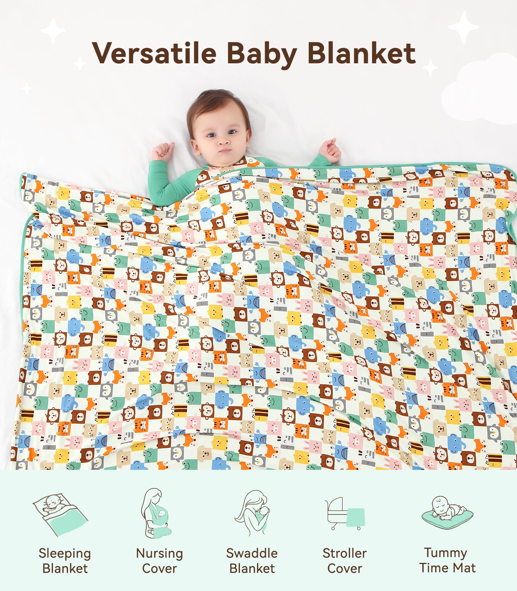 DREAMHALO Premium Baby Blankets, Soft Viscose from Bamboo Blanket for Boys and Girls, Nursery Crib Bedding Quilt for Newborn and Toddler, Cooling for Hot Sleepers 50'' x 50'' Bear