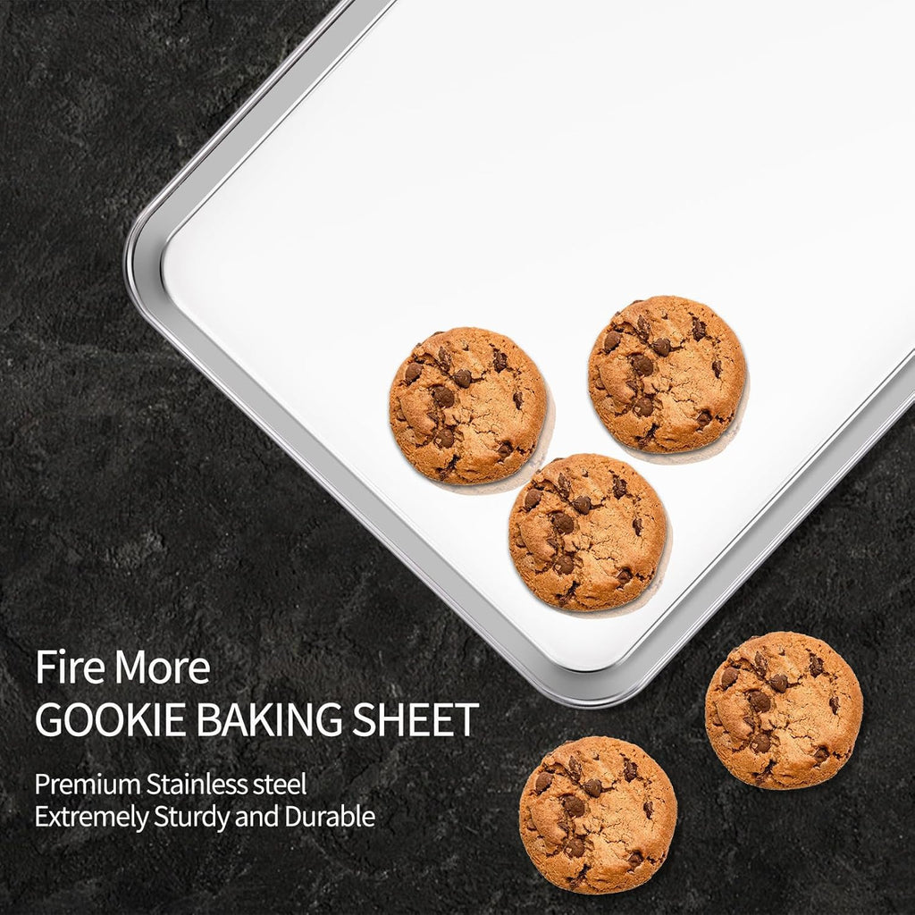 Skiennix Baking Sheet Set - 18-Inch Commercial Grade Stainless Steel Pans | Non-Toxic & Easy Clean