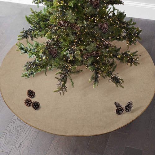 Yuboo Mini Burlap Brown Tree Skirt, 24in Small Double-Layer Linen Rustic Farmhouse Spring Xmas Skirt for Tabletop Tree Countryside Xmas Party Decor Ornaments
