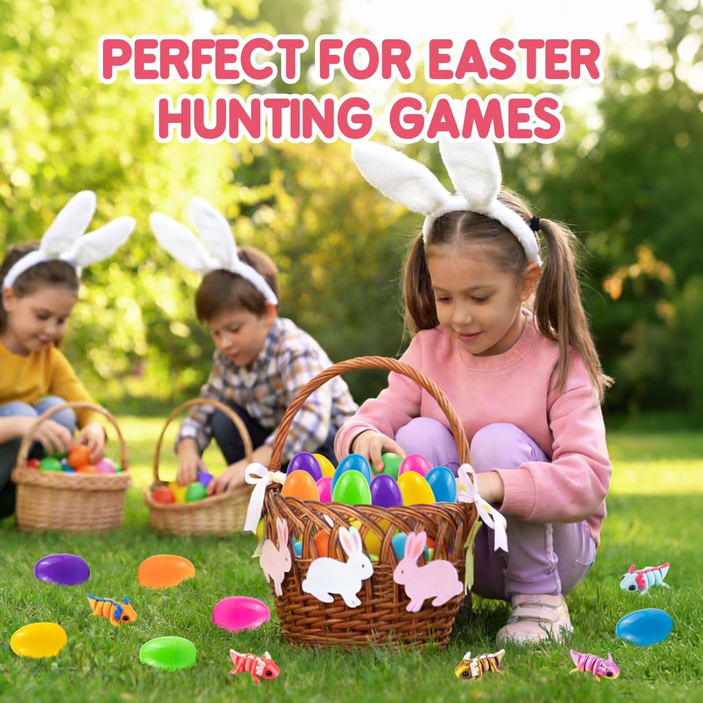 Skiennix Easter Basket Stuffers - 24 Pack Prefilled Easter Eggs with 3D Printed Axolotl Toys - Fun Mini Fidget Figures for Kids
