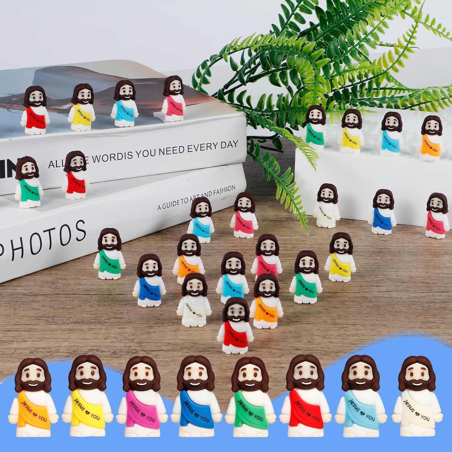 Skiennix 120PCS Mini Jesus Figurines - Colorful Tiny Religious Gifts for Easter Egg Stuffers | Perfect for Christian Women and Moms