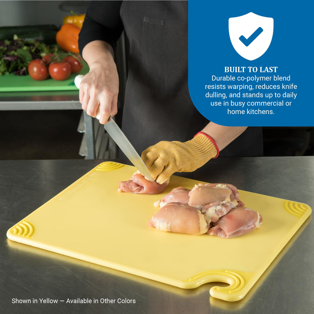 San Jamar Saf-T-Grip Cutting Board for Restaurants, Saf-T-Zone Cutting Board, 15" X 20", Purple