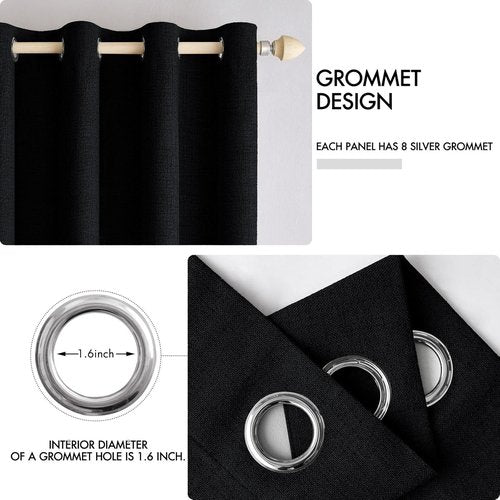 MIULEE Blackout Curtains - 100% Thermal Insulated Linen Texture Drapes | 52x54 Inch (2 Panels)