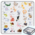 Skiennix Baby Play Mat - Thick, Soft, Non-Slip 50" x 50" Crawling Mat for Infants & Toddlers | Machine Washable, Animal Alphabet-A