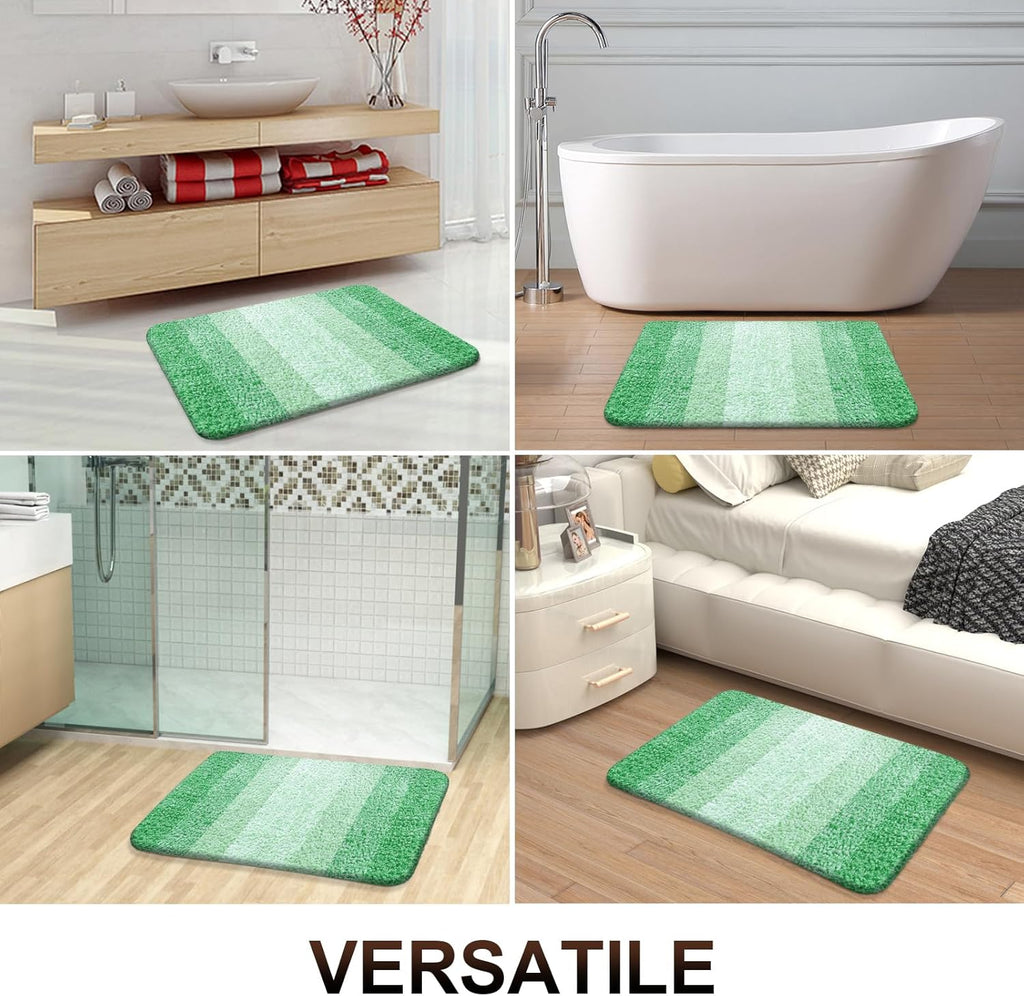 OLANLY Bathroom Runner Rug - Extra Soft Microfiber Mat | Quick Dry, Washable, 47x20 Inches, Green