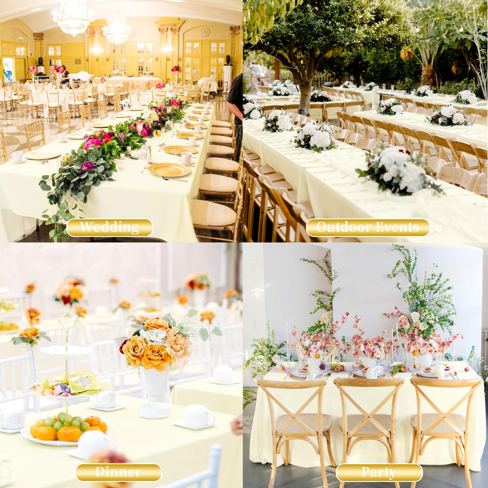 Showgeous 12 Pack Table Cloth Beige Tablecloth 60 x 102 Inch Table Clothes for 6 Foot Rectangle Tables, Wrinkle Resistant Washable Polyester Table Cover for Wedding Parties Banquet