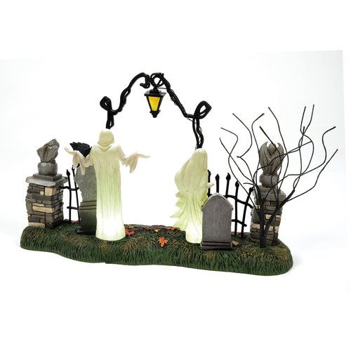 Department 56 Village Collection Accessories Halloween Spiritual Guidance Cemetary Gate Lit Figurine, 6.2 Inch, Multicolor