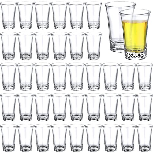 Zubebe 150 Pcs 1.2oz Acrylic Shot Glasses Set with Heavy Base Plastic Clear Round Small Shot Glasses, Bulk for Party Cocktail Vodka Espressos Liqueurs Tequila and Desserts
