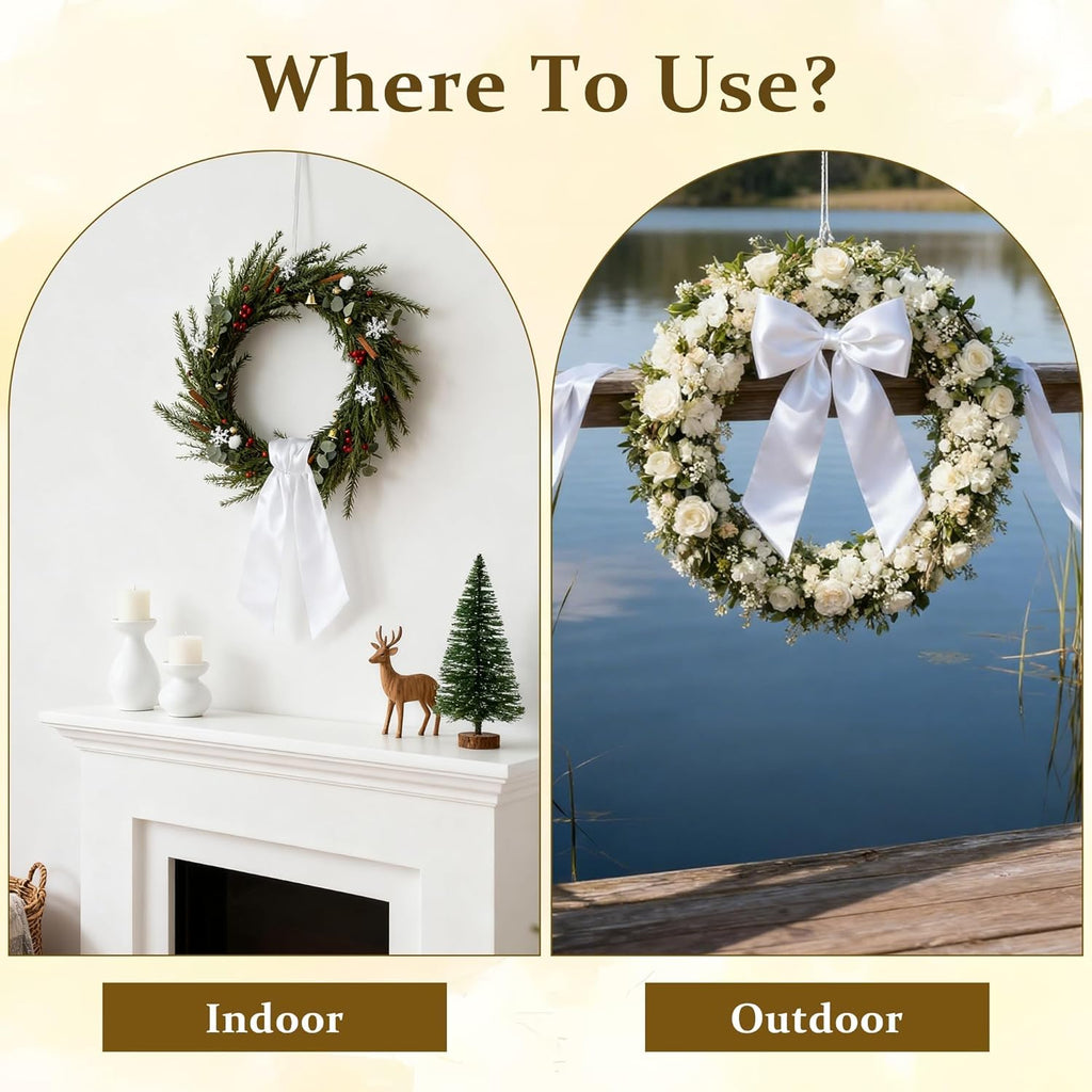 Skiennix White Satin Blank Sash - Perfect for Wedding Embroidery, Monogram & Holiday Decor | 2 Pieces