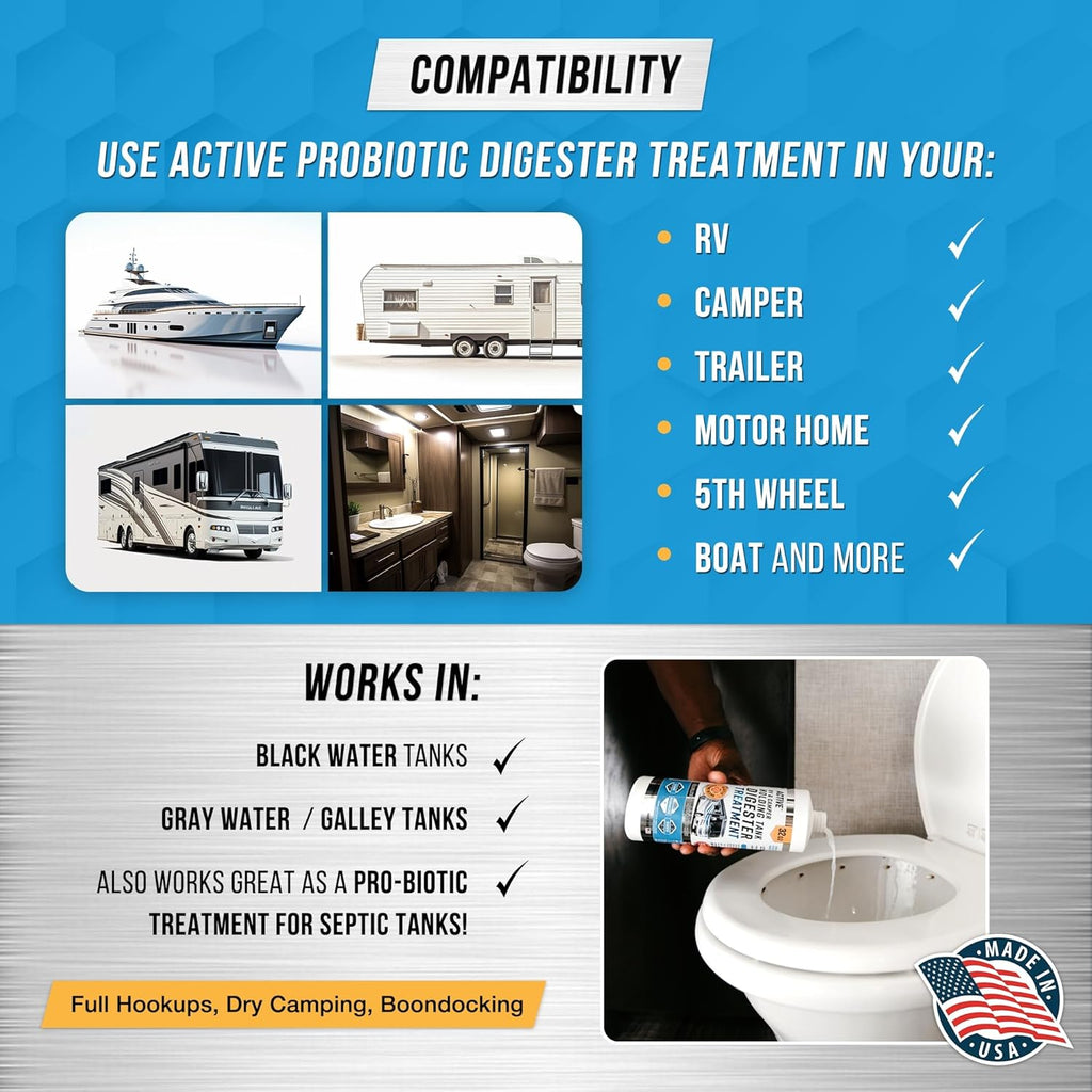 RV Black Tank Treatment by [Brand Name] - 16 Treatments for Waste Digestion & Deodorization | 32oz Made in USA