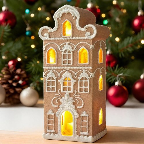 Cynkeyee Gingerbread House | Indoor Christmas Decorations - Resin Village Decor Gift for Women, 2.5x2x5.5 Inch