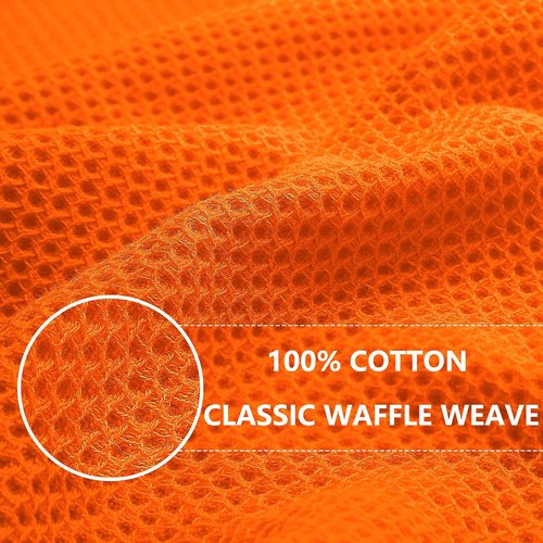 Homaxy Kitchen Dish Towels - Ultra Soft 100% Cotton Waffle Weave, Quick Drying, 13 x 28 Inches, 4-Pack, Orange