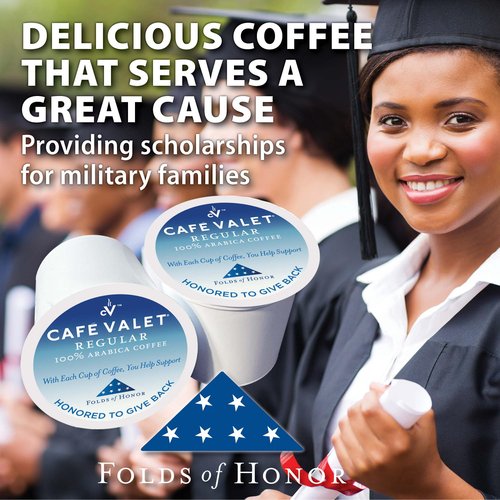 Cafe Valet Folds of Honor Dark Roast Coffee Pods, 80 Count – Contributing to Military Family Scholarships