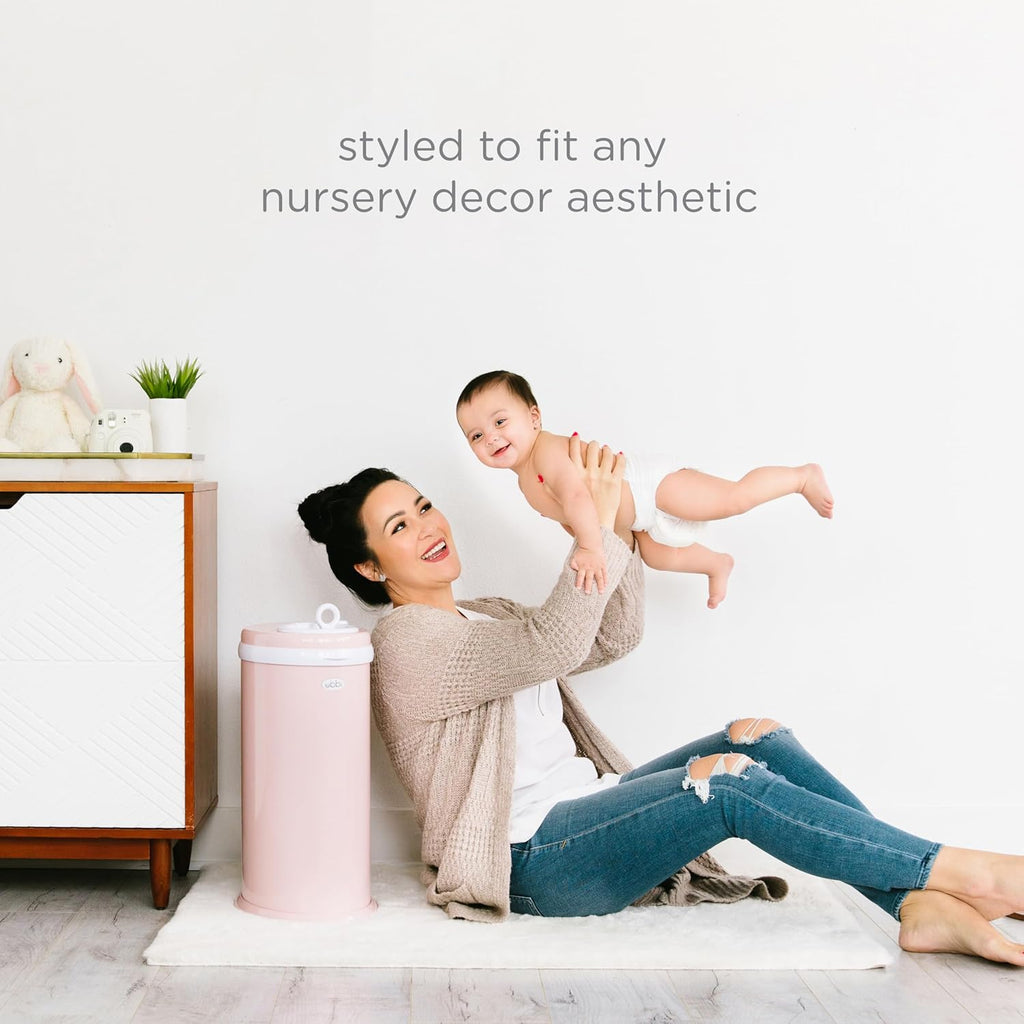Ubbi Steel Diaper Pail - Odor Locking Design, No Special Bag Needed | Award-Winning Blush Pink