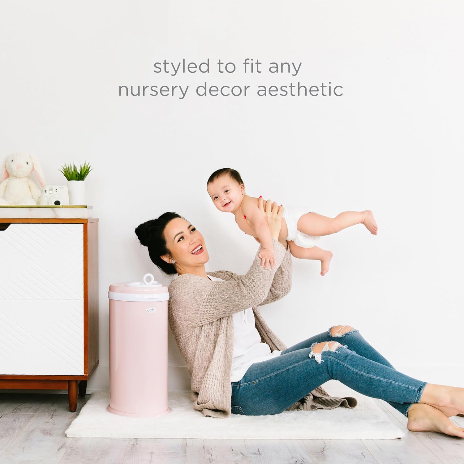 Ubbi Steel Diaper Pail - Odor Locking Design, No Special Bag Needed | Award-Winning Blush Pink