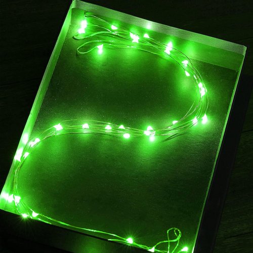 Ariceleo Mini Fairy Lights - Battery Operated Copper Wire String Lights | 5m/16ft Green for St. Patrick's Day & Decor