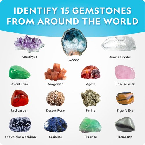 National Geographic Mega Gemstone Dig Kit - Discover 15 Real Gemstones & Crystals | Fun Science Kit for Kids