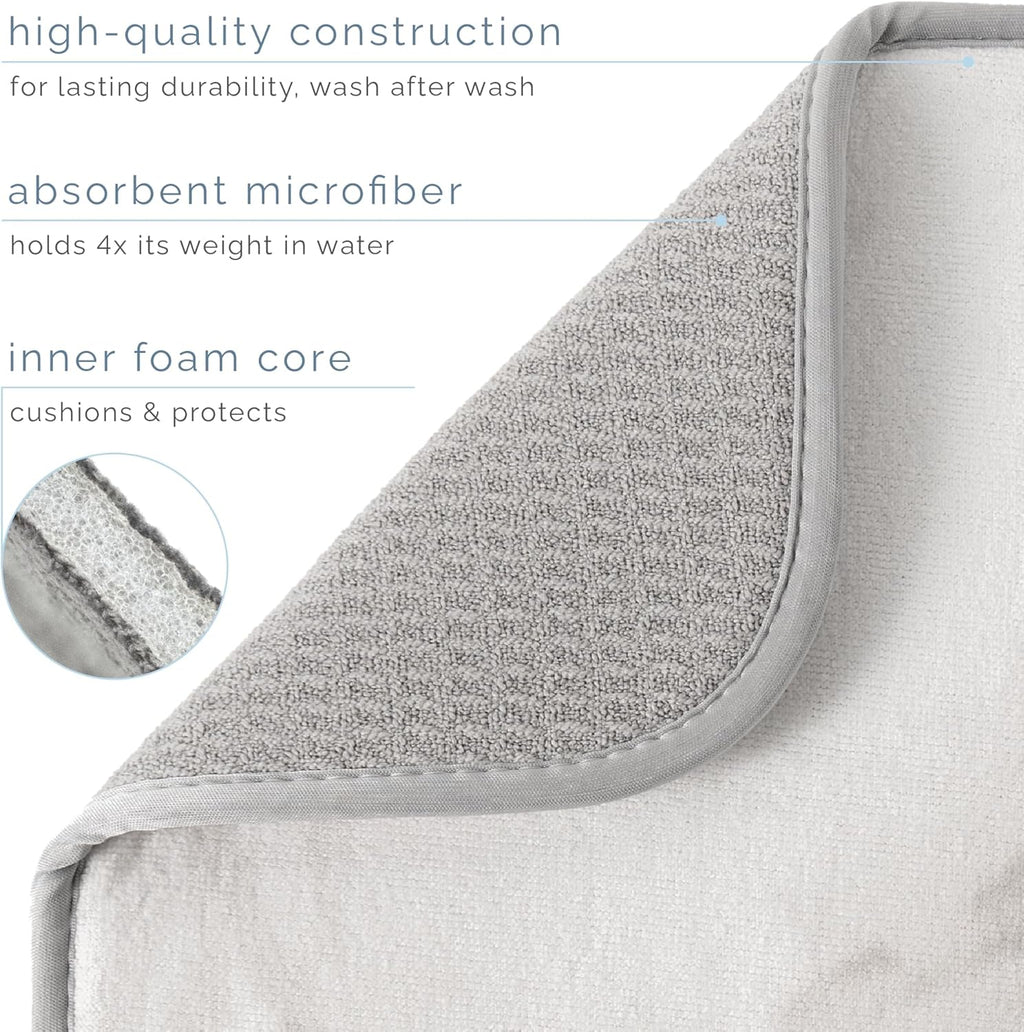S&T INC. XL Dish Drying Mat - Absorbent Microfiber Kitchen Counter Pad | 18” x 24”, Grey Stone
