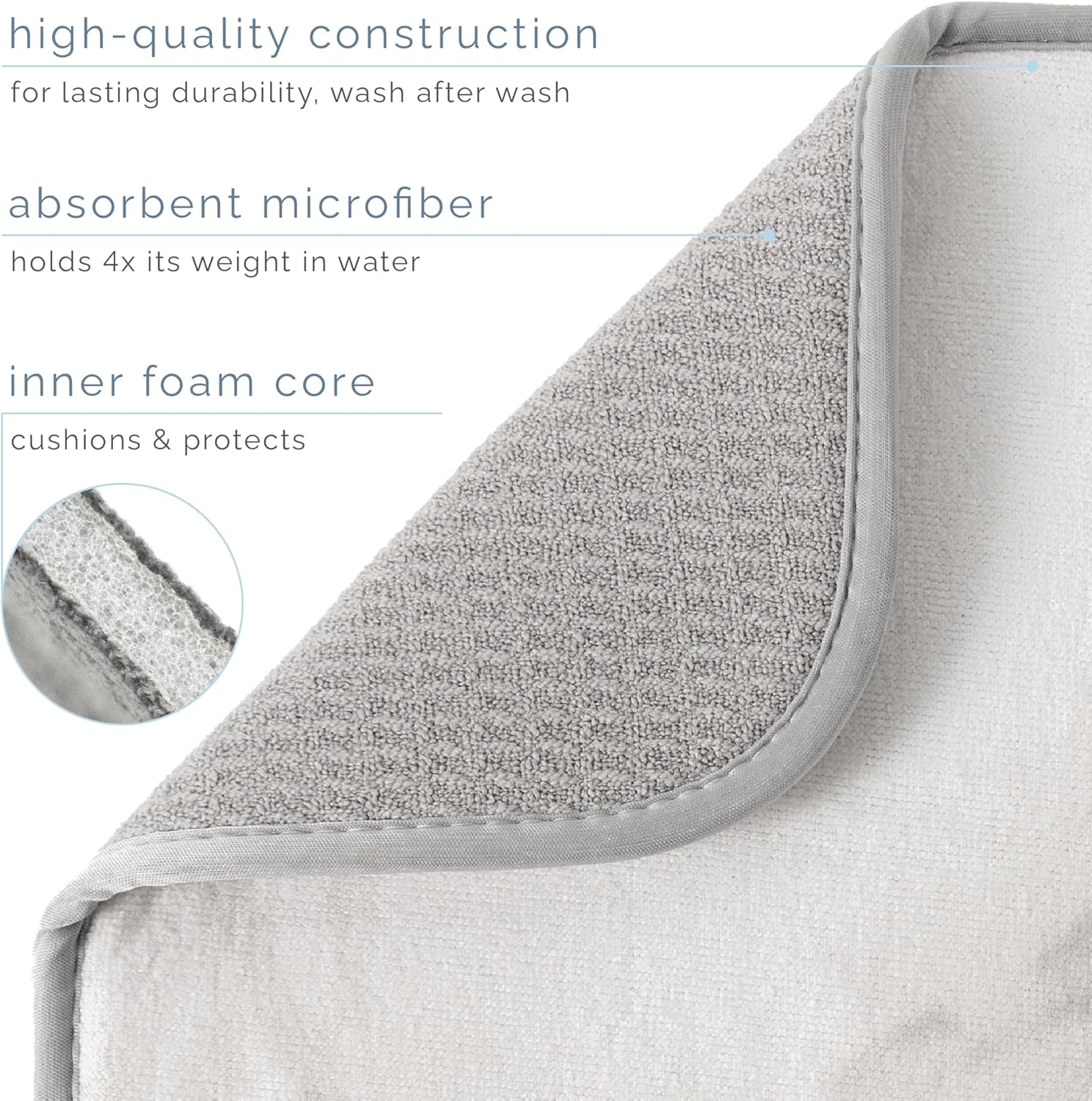 S&T INC. XL Dish Drying Mat - Absorbent Microfiber Kitchen Counter Pad | 18” x 24”, Grey Stone
