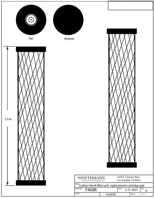 Westbrass AF400R Replacement Filter Cartridges for F400 Under Sink In-line Filter Unit and Instant Hot or Pure Water Dispenser Faucets, White (2-Pack)