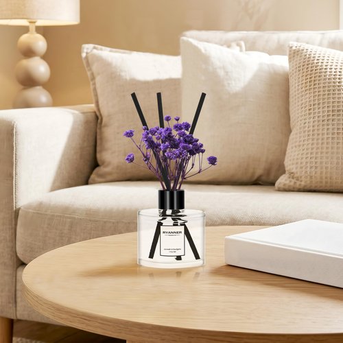 RYANNER Reed Diffuser Set of 3 Pack,Lavender Eucalyptus/White Jasmine/Lemongrass Scented Oil Diffuser with Sticks(1.7 fl oz Each Pack),Air Freshener for Bedroom Bathroom Office | Shelf Decor