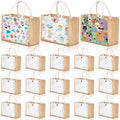 Sweetude 18 Pack Sublimation Jute Tote Bag Blanks Burlap Beach Bag with Handles Reusable DIY Canvas Gift for Bridesmaid(Yellow)