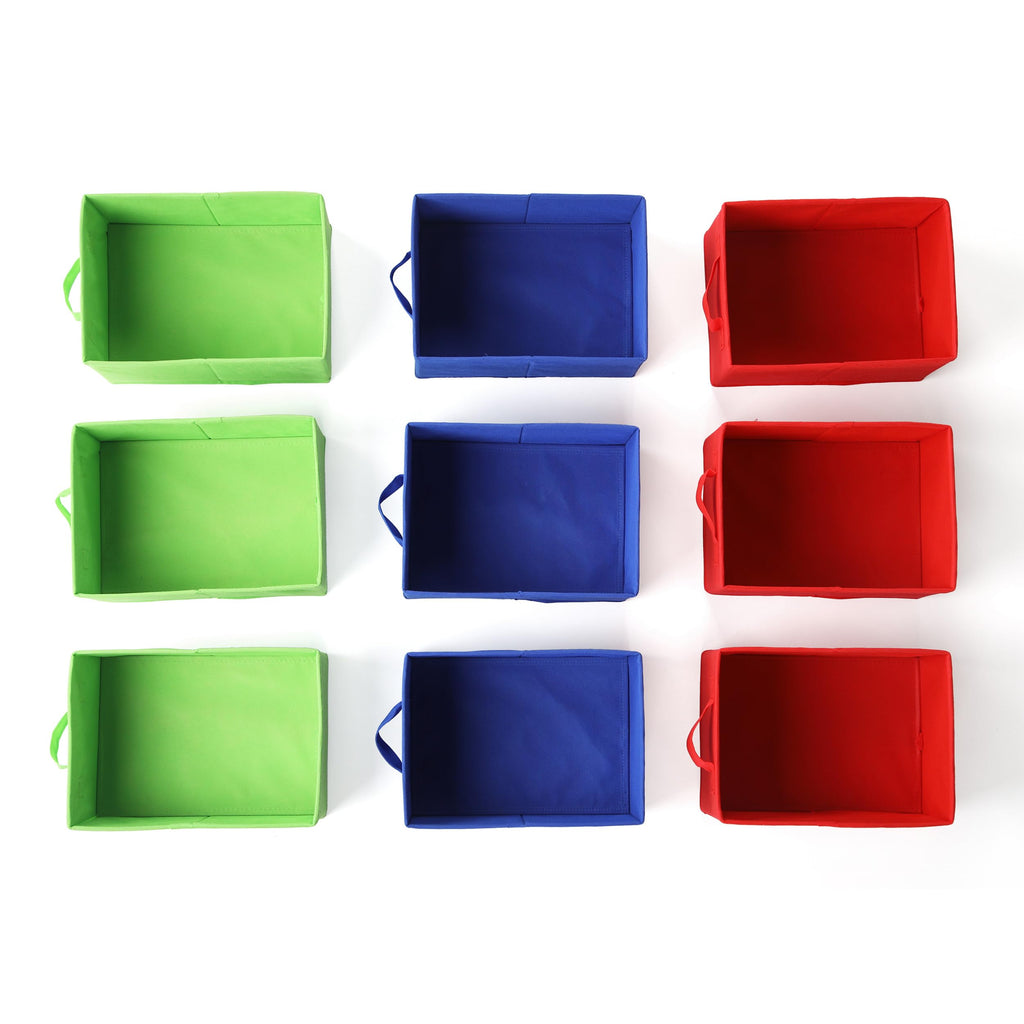 Humble Crew Toy Storage Organizer with 9 Removable Fabric Storage Bins for Kids Playroom, 3-Tier Toddler Toy Organization, Natural/Primary