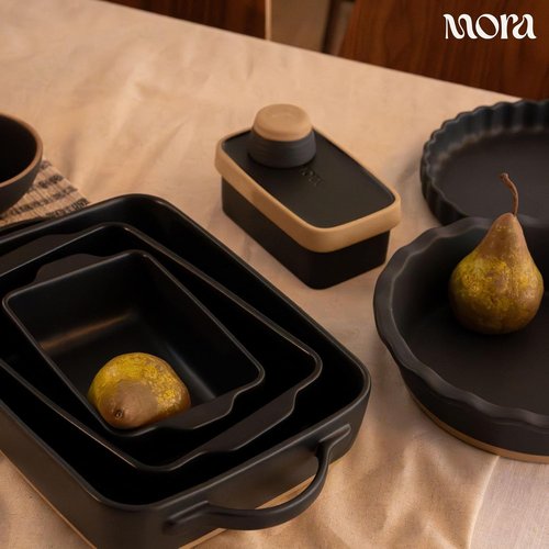 Mora Ceramic Baking Dishes Set of 2 | Versatile Casserole & Loaf Pans - 7x11 in, Porcelain, Liquorice