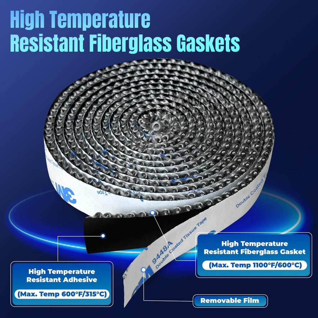 Wood Stove Gaskets, Flat Door Gasket Replacement for Woodstoves and Fireplaces, Self-Adhesive High Temperature Resistant Fiberglass Tape, Wide 5/8"(16mm), Thick 1/8"(3mm), Grey Color, 72in