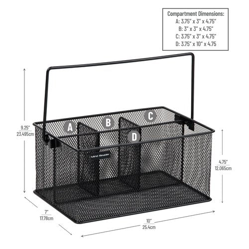 Mind Reader Utensil Holder, Silverware Organizer, Caddy, Cutlery Holder, Kitchen, Metal Mesh, 10"L x 7"W x 4.75"H, Black