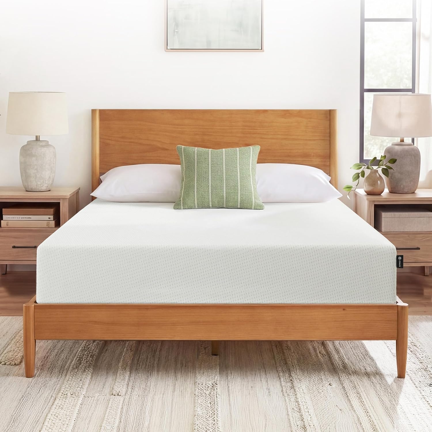 Zinus 8 Inch Full Green Tea Memory Foam Mattress - Medium Firm, Zoned Pressure Relief, Fiberglass Free