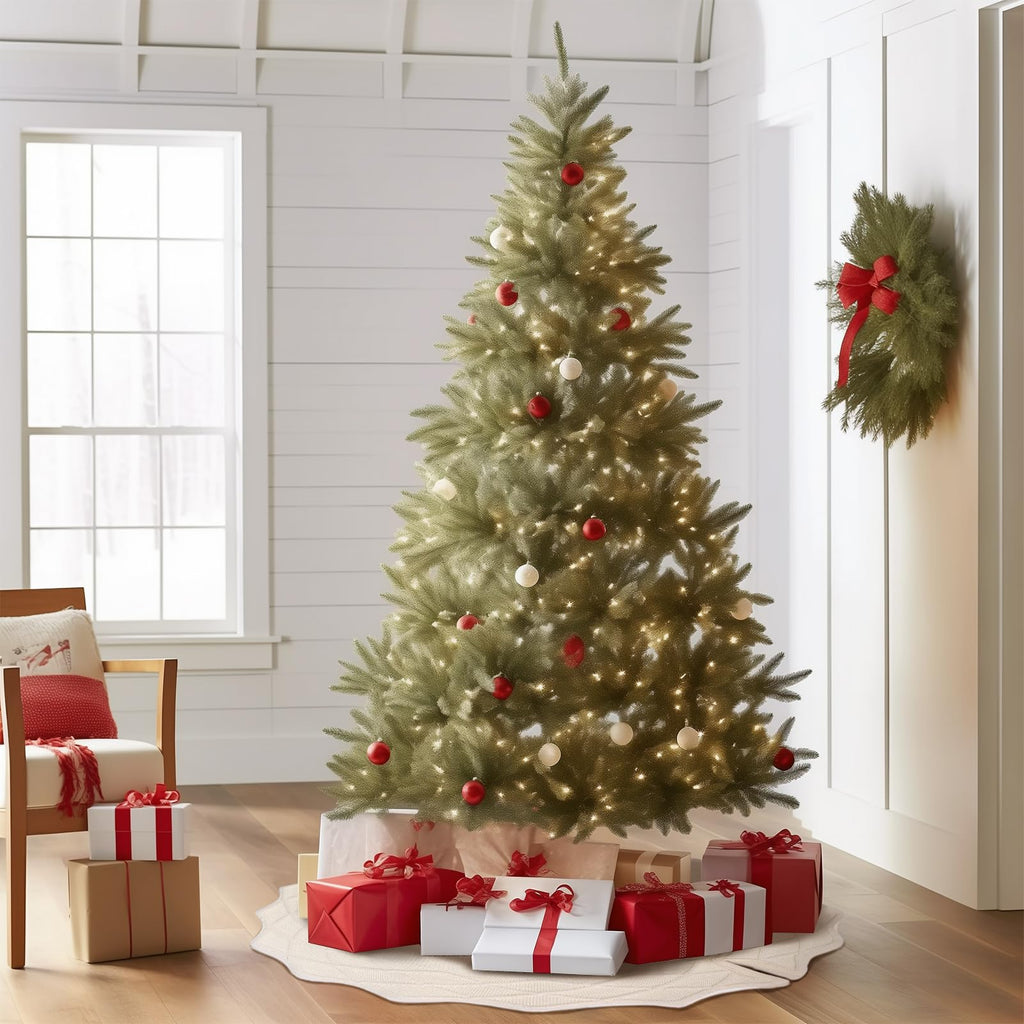 WBHome Christmas Tree Skirt, 48 inch Cable Knit Knitted Thick Rustic Holiday Decoration, Christmas White