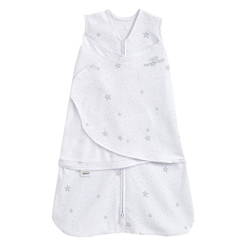 HALO 100% Cotton Sleepsack Swaddle - 3-Way Adjustable Wearable Blanket, Stardust, Newborn (0-3 Months)