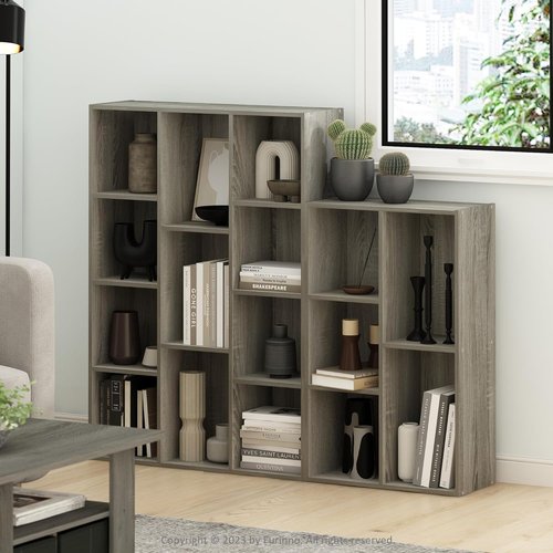 Furinno LUDER Bookshelf - 5-Cube Reversible Bookcase for Easy Assembly | French Oak Finish, 9.4 x 19.5 x 31.5