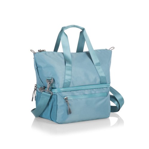 PICNIC TIME Tarana Insulated Lunch Bag made from Recycled Material, Lunch Box with Picnic Set, Upcycled Lunch Cooler Bag, (Aurora Blue)