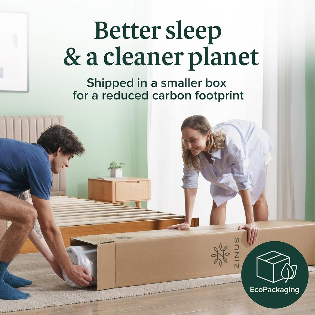 ZINUS 6 Inch Short Queen Green Tea Memory Foam Mattress - Medium Firm, Zoned Pressure Relief, Fiberglass Free
