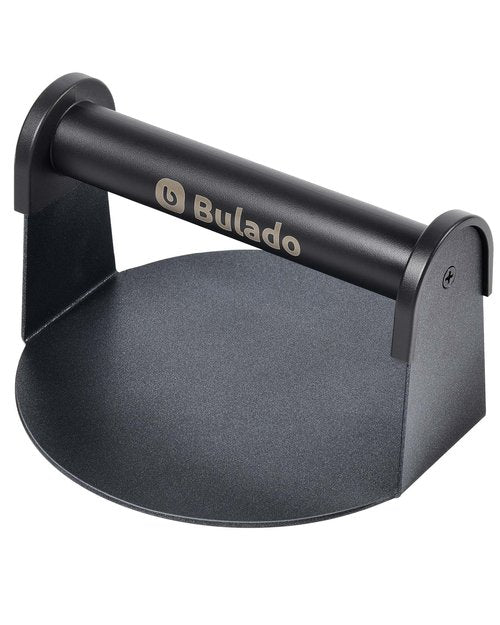 Bulado Burger Press, 6'' Round Burger Smasher for Griddle with Heat-Resistant Handle, Teflon-Coated Iron Non-Stick Hamburger Smasher Tool for Flat Top Griddle, Grill, BBQ, Cooking, Gift Package