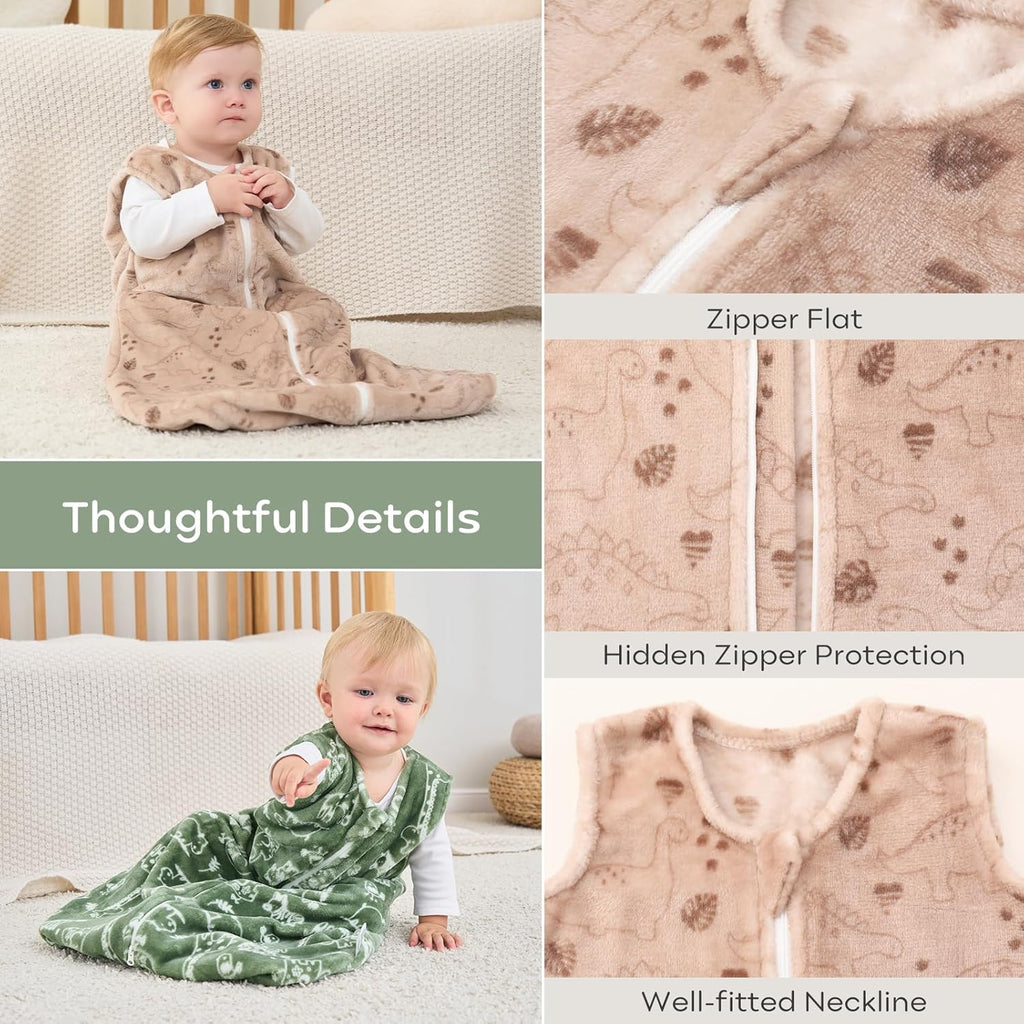 Yoofoss Baby Sleep Sack - 2 Pack 1.5 Tog Fleece Wearable Blanket for 6-12 Months | Soft & Lightweight