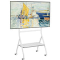 Fydeamer Rolling TV Stand for 40-86 Inch LED LCD OLED Screens up to 88 lbs, Portable TV Stand on Wheels with Tray, Mobile Stand for Living Room, Bedroom, Office (White)