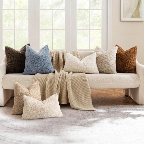 MIULEE Pack of 2 Throw Pillow Covers 20x20 Inch Chocolate Faux Fur Decorative Sherpa Pillow Covers Fuzzy Accent Soft Sheepskin Fleece Cushion Cases for Boho Home Decor Couch Living Room Bed
