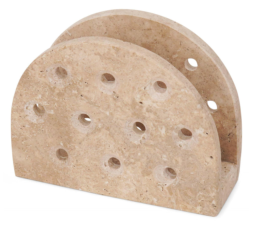 SPESHSTONES Marble Napkin Holder for Table 6.5 Inches Handmade Travertine Paper Napkin Holders for Napkins Everyday - Modern Cocktail Napkin & Tissue Holder for Kitchen Countertop and Bathroom Decor