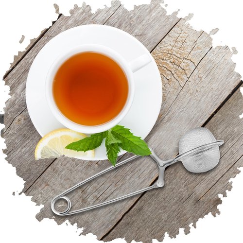 Yinder 108 Pcs Stainless Steel Tea Infuser with Handle Snap Ball Tea Strainer Metal Tea Ball Infusers for Loose Tea Fine Mesh Ball Tea Filter Tea Pincer Reusable Tea Steeper with Tong for Tea Bag