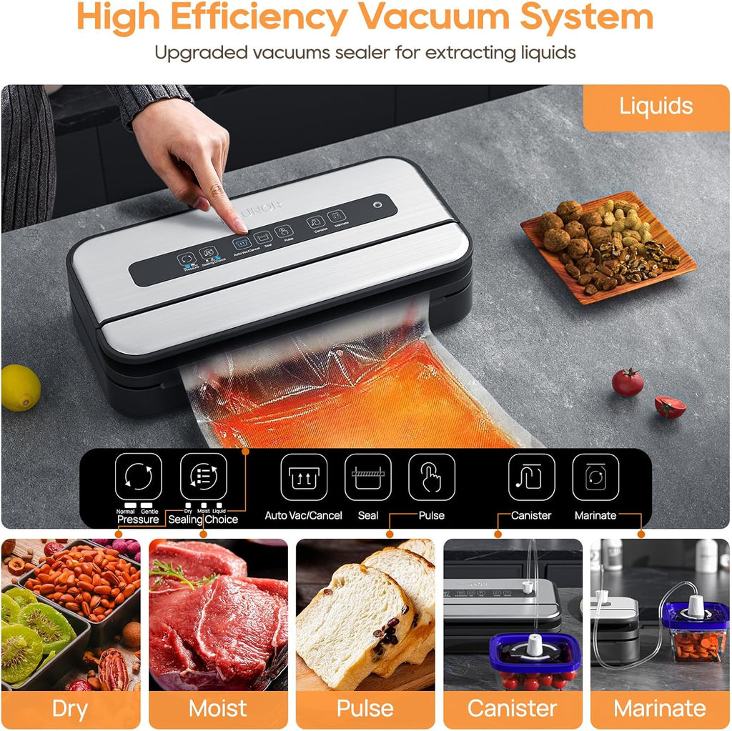 Vacuum Sealer Machine - 90Kpa Food Preservation with Dry, Moist & Liquid Modes | LED Indicator & Built-in Cutter